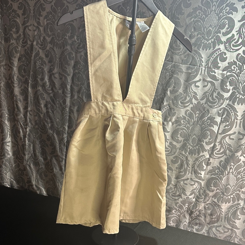 Khaki Sleeveless School Uniform Dress
